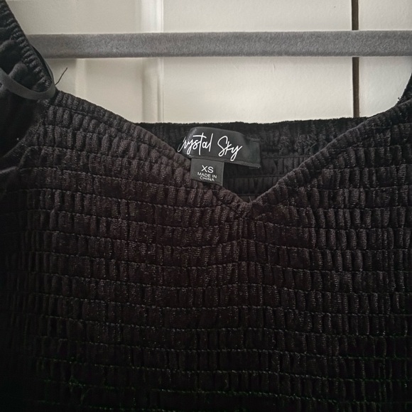 Black Velvet Smocked Babydoll Dress - Picture 12 of 13